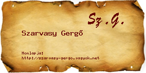 Szarvasy Gergő névjegykártya